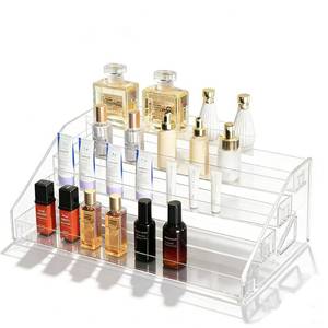 lot 49074 image: KoberrLi 12 Inchs Acrylic Tiered Display Stand 4 tier Acrylic Riser Display Shelf Stands for Cosmetic Nail Polish Makeup Cookies Perfume - Retail $12