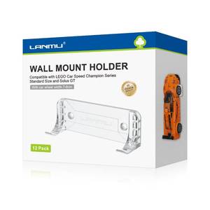 lot 49086 image: LANMU 12 PCS Collectible Car Wall Mount Compatible with Lego Speed Champion Series Car Standard Size and Solus GT, Clear Wall Display Vertical for Wheels Wide 2.75 - 3.15 (7-8cm) - Retail $10