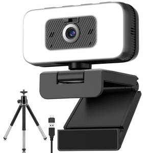 lot 49091 image: Danyesth 2K Webcam for Laptop, Computer Camera with Light for PCDesktopMac Light Your Face, Free Your Space USB Webcam with Auto Anti-Disturb Backlight, Zoom & Flip, Privacy Cover, Microphone - Retail $20
