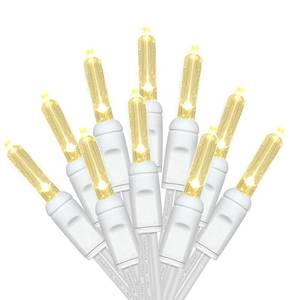 lot 49092 image: Yirunfa Christmas String Lights 50 Warm White LED T5 Xmas Light 17FT, 120V UL, White Wire Connectable for Outdoor and Indoor Decorations, Wedding, Tree, Garden, Bedroom - Retail $12