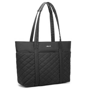 lot 49110 image: Kinmac Computer Tote Bag for Women, Large Capacity Laptop Tote Handbag for Work Office Travel (Black) - Retail $50