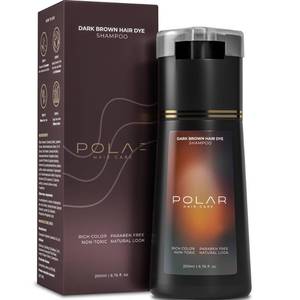 lot 49117 image: Polar Haircare - Dark Brown Hair Dye Shampoo for Women and Men - Shampoo Hair Dye for Gray Hair, Semi-Permanent Hair Color Kit, Dark Brown Hair Dye Shampoo, Quick Application Skin-Safe 6.76 Fl Oz - Retail $34