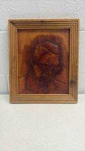 lot 30098 image: Hand Carved Leather Portrait Artwork - Retail $75