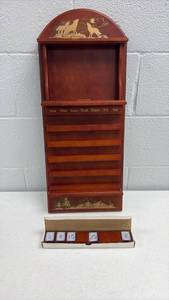 lot 30100 image: Wooden Perpetual Calendar with Wolf Wildlife Design - Retail $25