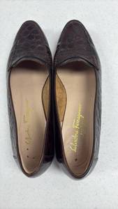 lot 30111 image: Salvatore Ferragamo Brown Crocodile Leather Loafers size 8.5 - Retail $150