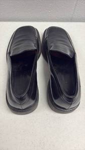lot 30114 image: Prada Black Leather Slip-On Loafers Mens Dress Shoes