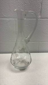 lot 30124 image: Clear Glass Pitcher with Etched Floral Design - Retail $15