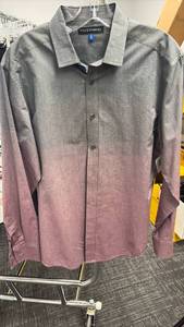 lot 60775 image: Vince Camuto Mens Gray Gradient Button Down Dress Shirt Size M - Retail $25