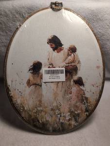 lot 2705 image: Religious Wall Art Printed on Hoop Canvas