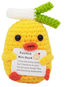lot 2728 image: Crochet Duck with Positive Message Card