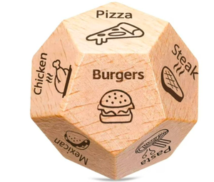 lot 2732 image: One Wooden Food Decision Making Dice