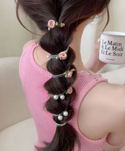 lot 2739 image: Clear Hair Wrap with Pearl Beads and Rose Details