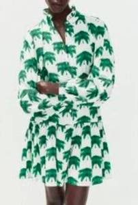 lot 2756 image: Oversized Palm Tree Print Long Sleeve Shirt Dress - Size Small&nbsp