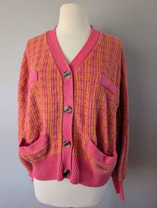 lot 2760 image: Free Assembly Pink and Yellow Knit Cardigan - Size XL