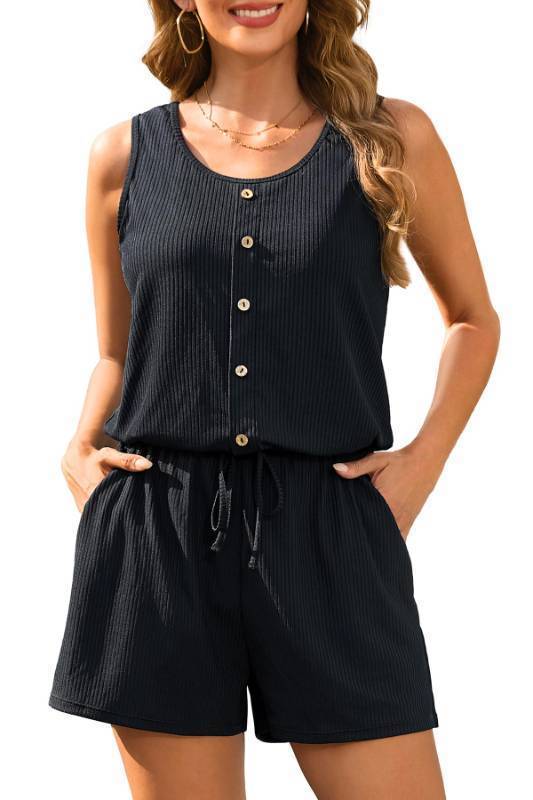 lot 36404 image: Women Romper Swimsuit - One Piece Bathing Suit with Shorts Modest Boyleg Swim with Pockets 2025 Black M - Retail $42