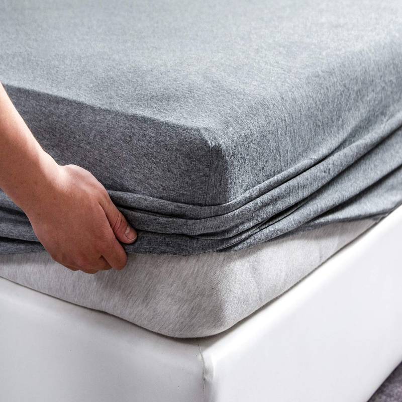 lot 45571 image: Jersey Knit Cotton Fitted Bottom Sheet ONLY (No Flat Sheet or Pillow Cases) Extra Deep Pocket Up to 15 to 20 Ultra Soft Comfy Breathable Blueish Grey King - Retail $40