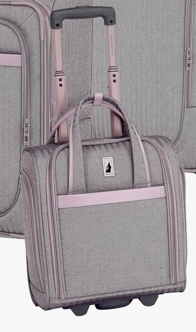 lot 45686 image: London Fog Kensington Lavender Black Herringbone, Under Seat Carry On Bag Luggage. - Retail $135