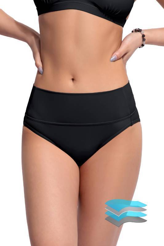 lot 26869 image: Beautikini Period Swimwear Bikini Menstrual Swim Bottoms Leakproof Bathing Suits for Teens Girl(Black XX-Small) - Retail $36