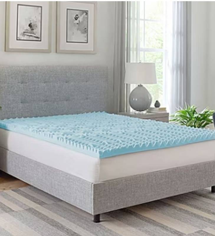 lot 26908 image: Home 2-Inch Gel-Infused Zoned Convoluted Memory Foam Mattress Topper, TWIN - Retail $75