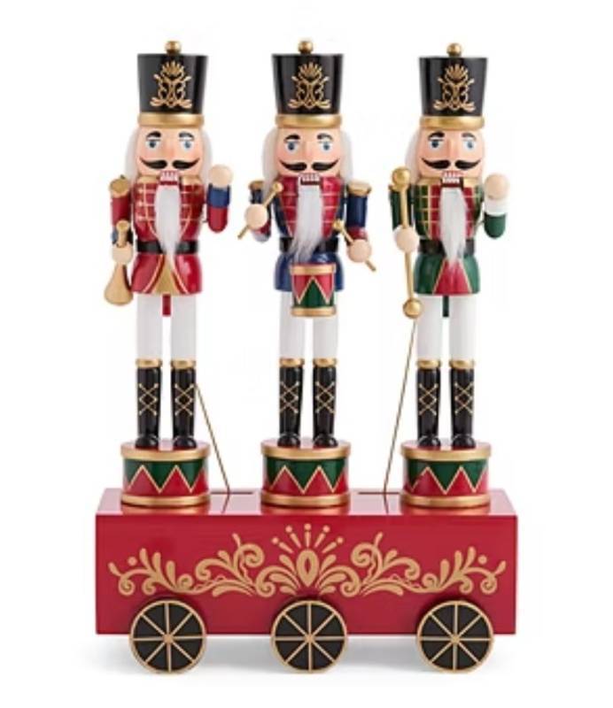 lot 26915 image: 12in Musical Trio Wood Christmas Nutcracker - Retail $70