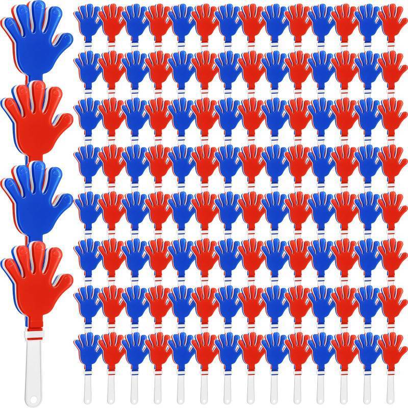 lot 26948 image: 12 Pcs Hand Clapper Bulk Noise Makers Red White Blue 7.5 Inch Clapping Hands Party Favors Plastic Noisemakers Noise Maker for Adult Sports Events Birthday Supplies Accessories - Retail $42