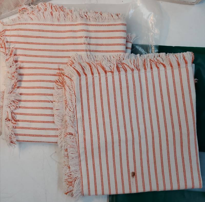lot 26985 image: Throw Pillow Covers 22x22 Set of 2 Striped Pillow Covers with Fringe Chic Cotton Decorative Pillows Square Cushion Covers for Sofa Couch Bed Living Room Farmhouse. Needs to be Washed. - Retail $46