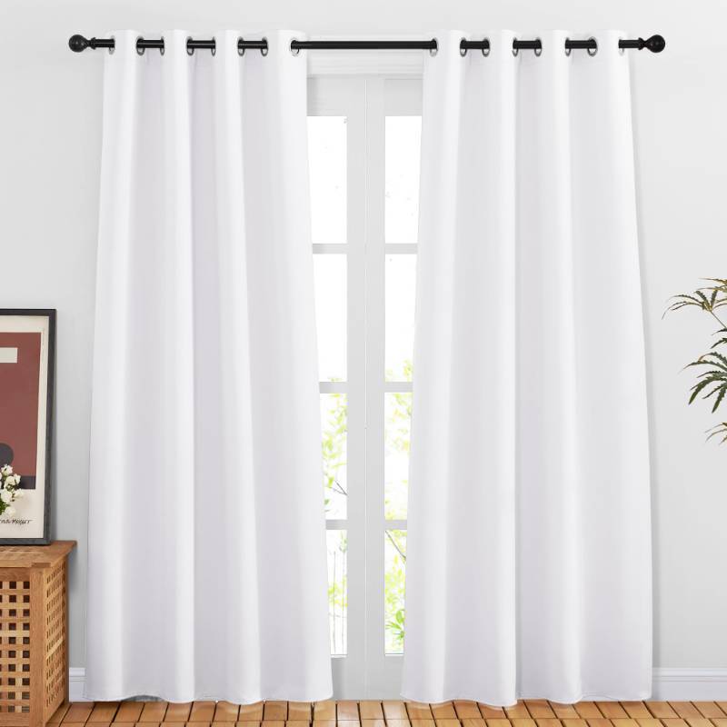 lot 27006 image: NICETOWN White Doorway Curtains 80 inches Long, Grommet Privacy Door Curtains Room Darkening Thermal Window Treatments for BedroomLiving Room, 2 Panels, W46 x L80 - Retail $32