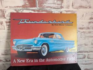 lot 104 image: Ford Thunderbird Metal Advertising Sign - 12x16 in