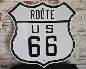 lot 107 image: Route US 66 Highway Heavy Duty Metal Sign - 16 x 15.5 in