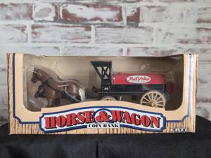 lot 607 image: True Value Hardware Store Horse and Wagon Coin Bank