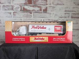 lot 803 image: True Value Hardware 164 Scale Die Cast Tractor Trailer Bank