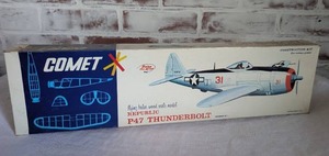 lot 1001 image: Comet Republic P47 Thunderbolt Balsa Wood Model Aircraft Kit