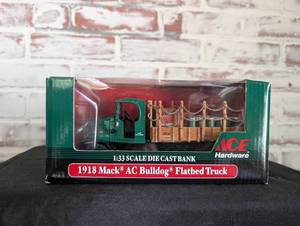 lot 1105 image: ACE Hardware 1918 Mack AC Bulldog Flatbed Truck Die Cast Bank 133 Scale