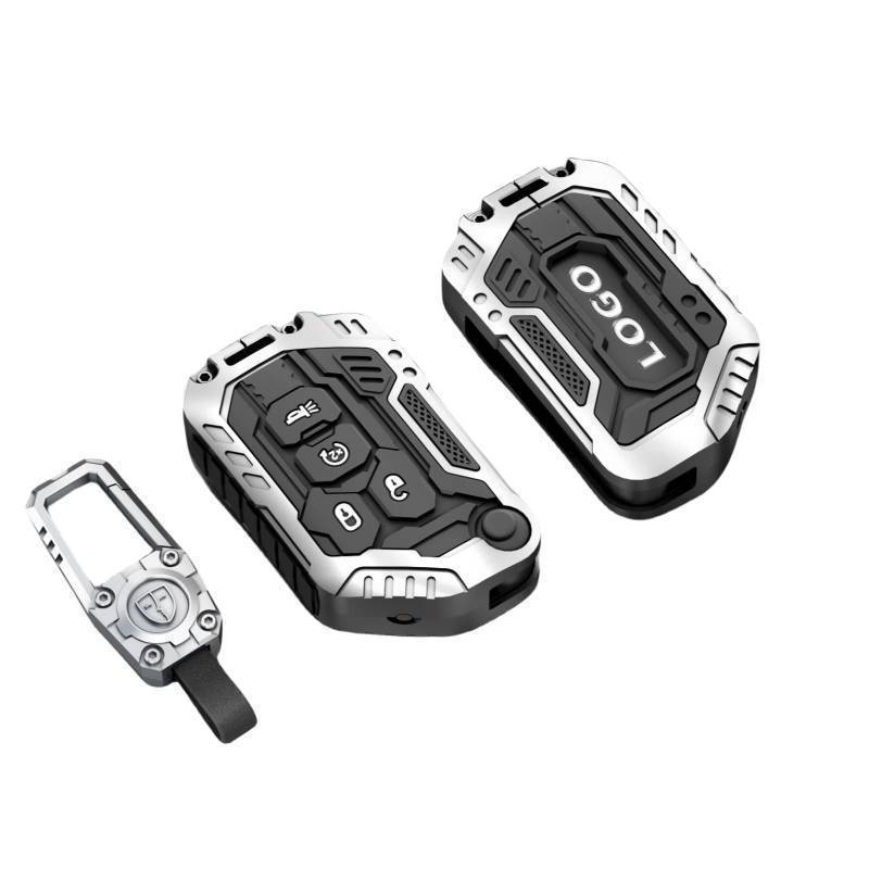 lot 24688 image: Heavy Zinc Alloy Key fob Cover, Keychain, Key Case, Accessories Compatible with 2018 2019 2020 2021 2022 2023 2024 Jeep Wrangler JL JLU Rubicon Gladiator Sahara. - Retail $28