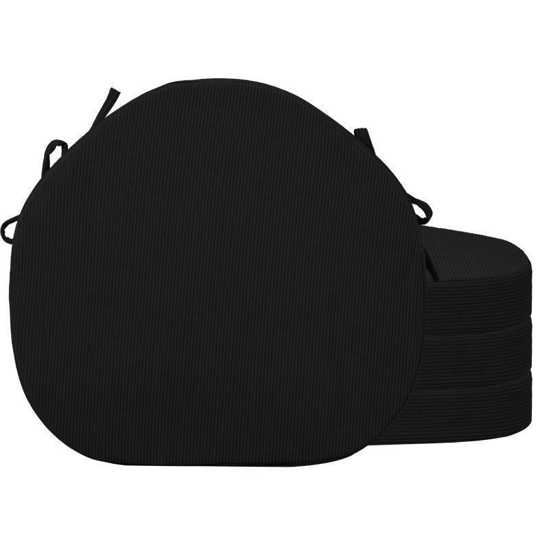 lot 26486 image: idee-home Chair Cushions for Dining Chairs Set 4, Windsor Seat Pads Kitchen Chair Cushions Corduroy with Ties, Removable Seat Pads, 16.5 x 15.5 x 2 inches, Black - Retail $35
