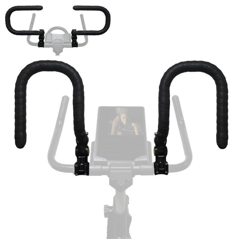 lot 26547 image: 1 Pair U-Handlebar Extender for Indoor Spin Bikes, Get a Comfortable Upright Ride & Multiple Grip Positions to Relieve Strain. - Retail $80
