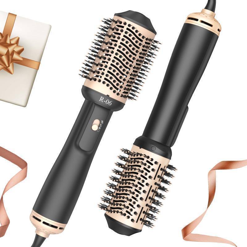 lot 43527 image: Hair Dryer Brush Blow Dryer Brush in One, 4 in 1 Hair Dryer and Styler Volumizer with Oval Barrel, Professional Salon Hot Air Brush for All Hair Types, Gold - Retail $29