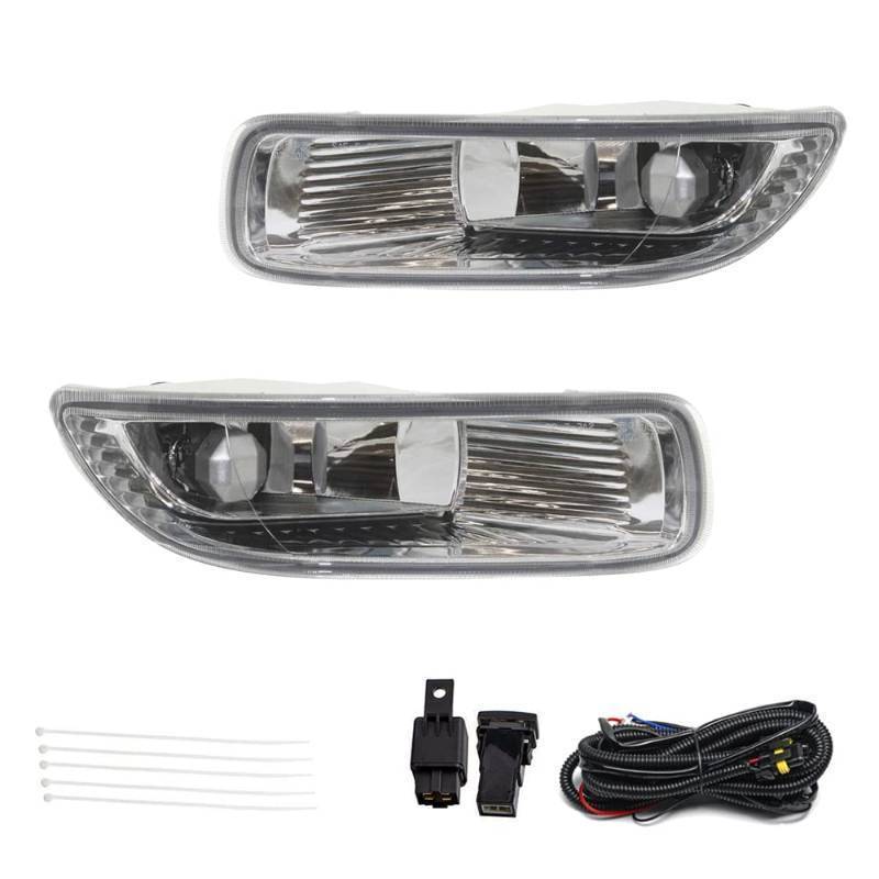 lot 55283 image: Driving Fog Lights Lamps Replacement for 2003 2004 03 04 Toyota Corolla with 9006 12V 35W Halogen Bulbs & Wiring Harness Kit (Clear Lens) - Retail $50