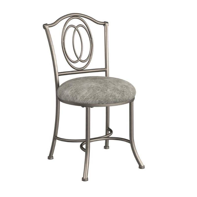 lot 56720 image: 19.5 Emerson Metal Vanity Stool Silver - Hillsdale Furniture - Retail $150