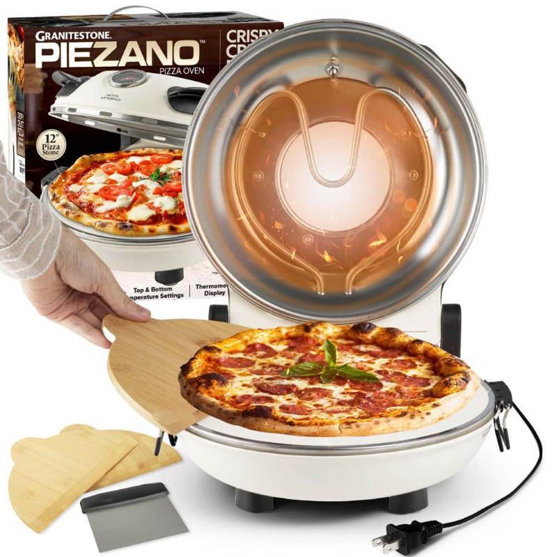 lot 56729 image: Piezano Pizza Oven & Grill Indoor Pizza Maker Machine Pizza Cooker Kitchen Countertop Electric Up To 800°F - Retail $185