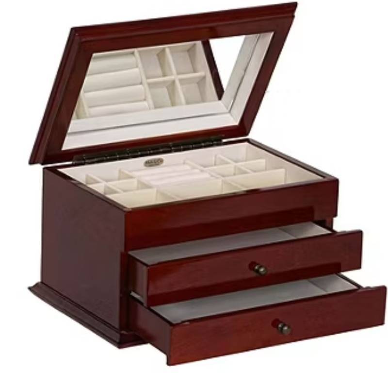 lot 56733 image: Mele and Co Brayden Walnut-Finish Jewelry Box - Retail $270