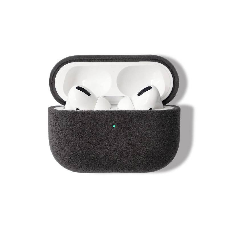 lot 72276 image: Alcantara Suede Case for AirPods Pro 2, Handmade Full-Wrap Case, Synthetic Suede Cover, Handmade Full Wrap, Full Protection and Shock Resistance (Black) - Retail $33