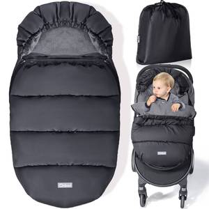 lot 72346 image: Universal Stroller Footmuff, Winter Baby Stroller Bunting Bag, Warm Coral Fleece Stroller Sleeping Bag for Cold Weather, Waterproof & Windproof, Baby Winter Must Have, Black - Retail $50