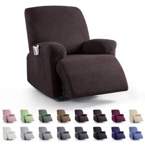 lot 72361 image: Recliner Chair Covers, Stretch Reclining Cover, Recliner Sofa Slipcovers Stripe Jacquard Recliner Couch Covers Furniture Protector Covers for Pet Kid (1 Seater, Chocolate) - Retail $28