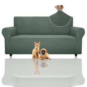 lot 72366 image: Super Stretch Couch Cover (72-92) Universal Sofa Covers with Elastic Bottom, Dog Cat Pets Friendly Washable Furniture Protector Fitted Sofa Slipcovers Stay in Place (Pea Green, Sofa) - Retail $40