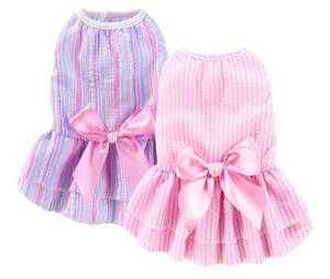 lot 72383 image: Dog Dress, Cute Pet Princess Dresses with Bright Color Design, Sweet Bowknot, Dog Clothes for Small Dogs Girl, Breathable & Lightweight, for Spring Summer, 2 Pack (Pink Purple, Medium) - Retail $10