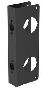 lot 72385 image: Black U 10539 Stainless Steel Lock and Door Reinforcement Plate for 1-34 in Thick Doors, Stainless Steel Finish for Reinforcing and Repairing Doors. NO HARDWARE. Lots of Scratches  - Retail $20