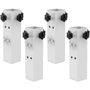 lot 72398 image: 4 Pcs White Table Leg Extenders - Adjustable, Metal Square Folding Leg Risers, Raise Table Height 3.55.5 (Inner Diameter 1.35) - Retail $23