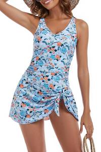 lot 72423 image: One Piece Swim Dress Swimsuits for Women Tummy Control Swimdress Skirt Bathing Suit - Retail $39