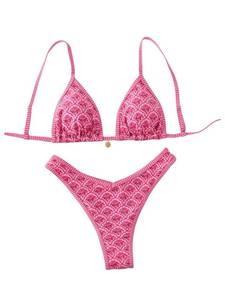 lot 72424 image: Womens Bikini Sets Floral Print Spaghetti Strap High Cut Swimsuit Beachwear Multicolor Medium - Retail $20